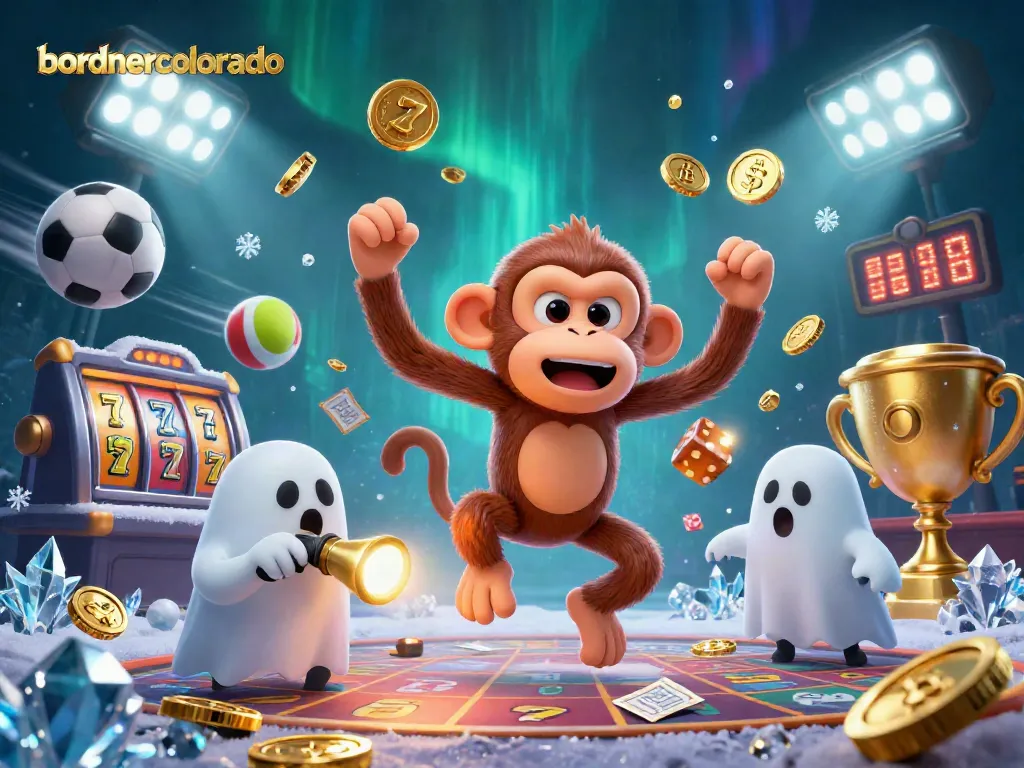 Engage in thrilling slot experiences at bordnercolorado with an enchanted poltergeist monkey and curious puppy exploring a haunted casino.