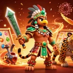 Play aussie payid online pokies in a vibrant casino scene filled with slot reels and festive elements.