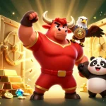 Win big at fb88 with a dynamic casino scene featuring a bull mascot, eagle, and panda celebrating victory.