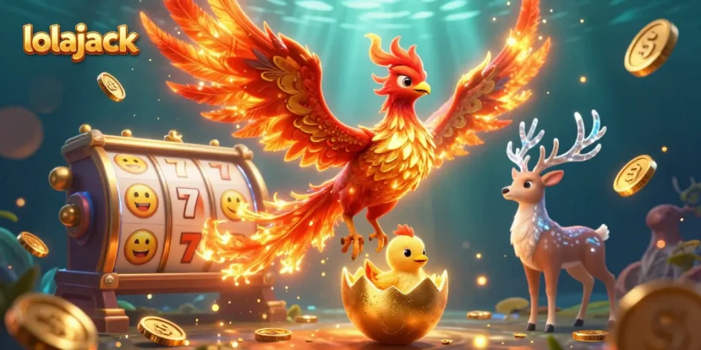 Experience the thrill of winning at lolajack with dynamic slots, golden coins, and vibrant characters.