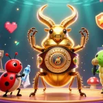 Experience spinboss inloggen as golden beetle challenges in a vibrant casino-themed showdown.