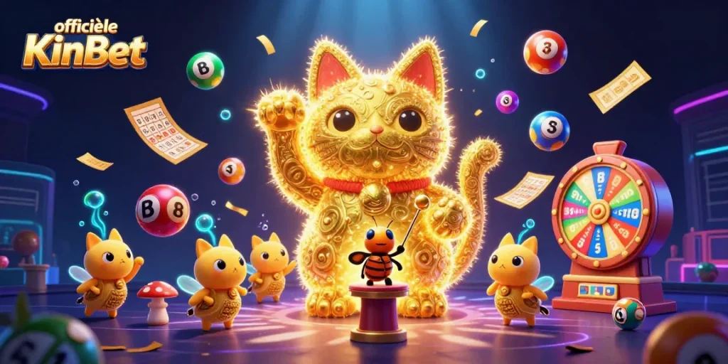 Experience the excitement of officiële KinBet with golden fireflies and dynamic casino elements in action.